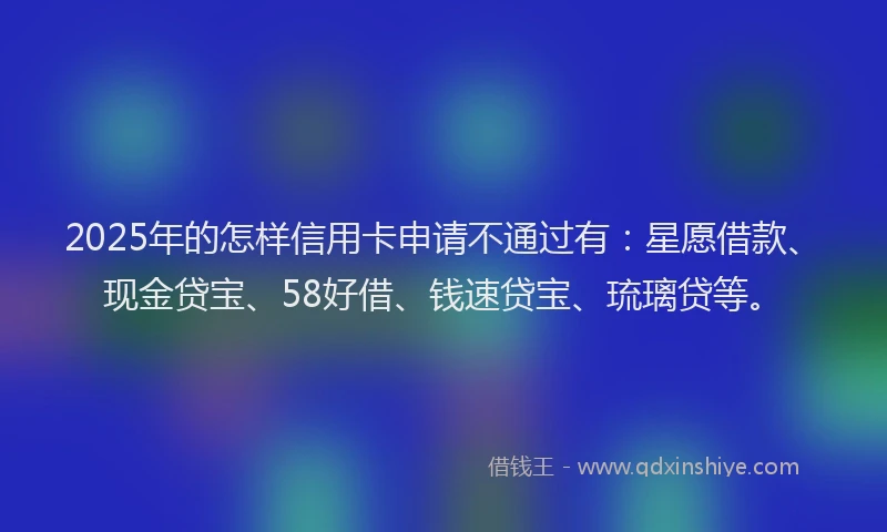2025年的怎样信用卡申请不通过有：星愿借款、现金贷宝、58好借、钱速贷宝、琉璃贷等。