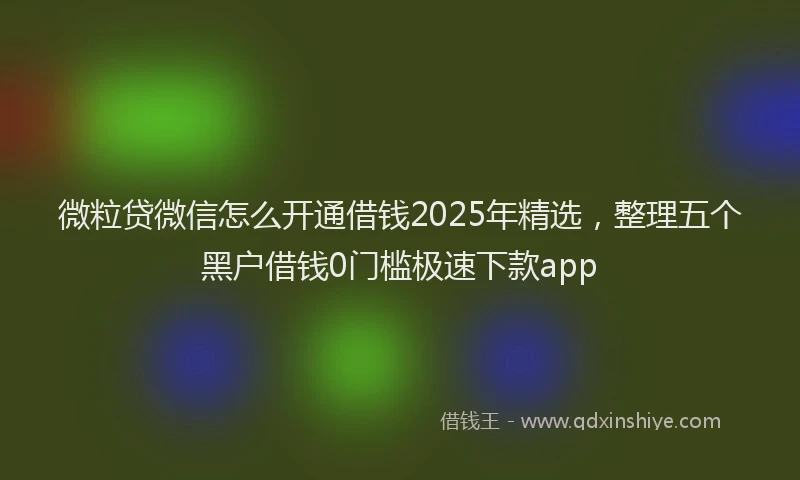 微粒贷微信怎么开通借钱2025年精选，整理五个黑户借钱0门槛极速下款app