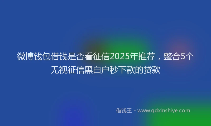 微博钱包借钱是否看征信2025年推荐，整合5个无视征信黑白户秒下款的贷款