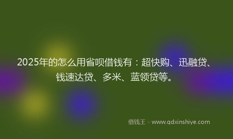 2025年的怎么用省呗借钱有：超快购、迅融贷、钱速达贷、多米、蓝领贷等。
