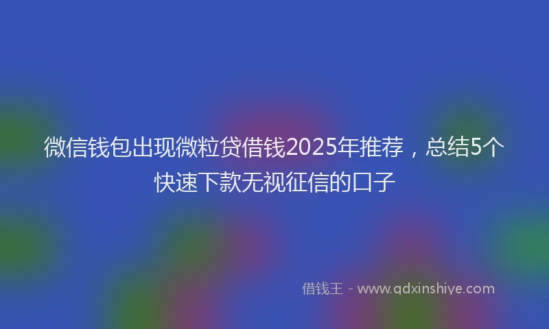 微信钱包出现微粒贷借钱2025年推荐，总结5个快速下款无视征信的口子