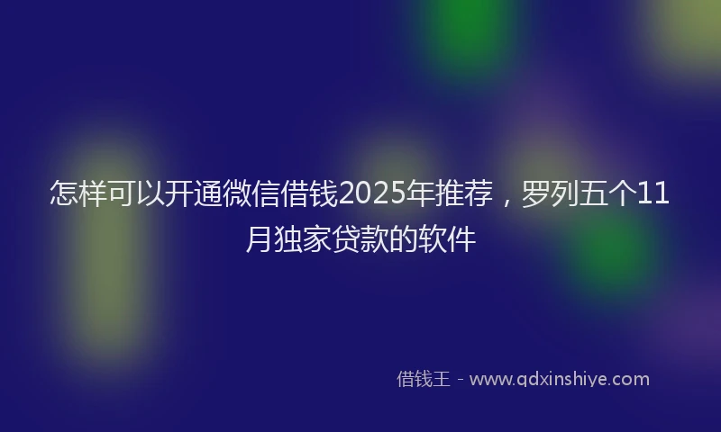 怎样可以开通微信借钱2025年推荐，罗列五个11月独家贷款的软件