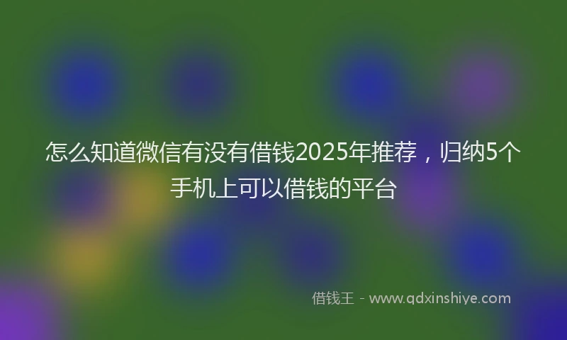 怎么知道微信有没有借钱2025年推荐，归纳5个手机上可以借钱的平台