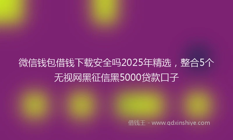微信钱包借钱下载安全吗2025年精选，整合5个无视网黑征信黑5000贷款口子