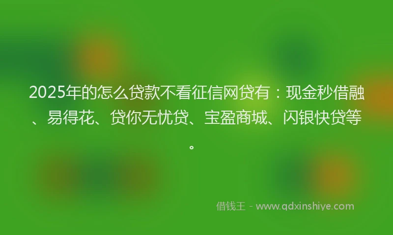 2025年的怎么贷款不看征信网贷有：现金秒借融、易得花、贷你无忧贷、宝盈商城、闪银快贷等。
