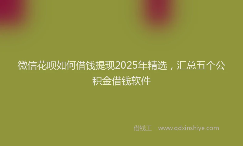 微信花呗如何借钱提现2025年精选，汇总五个公积金借钱软件