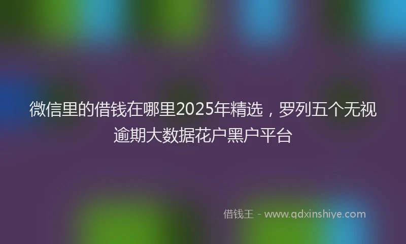 微信里的借钱在哪里2025年精选，罗列五个无视逾期大数据花户黑户平台