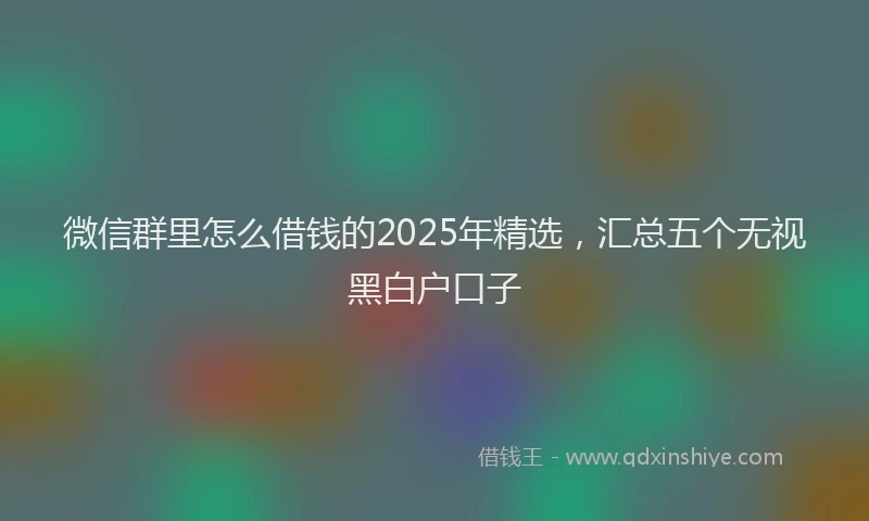 微信群里怎么借钱的2025年精选，汇总五个无视黑白户口子