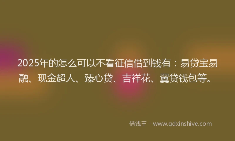 2025年的怎么可以不看征信借到钱有：易贷宝易融、现金超人、臻心贷、吉祥花、翼贷钱包等。