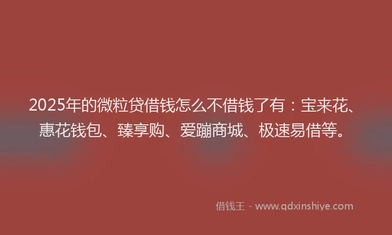 2025年的微粒贷借钱怎么不借钱了有：宝来花、惠花钱包、臻享购、爱蹦商城、极速易借等。