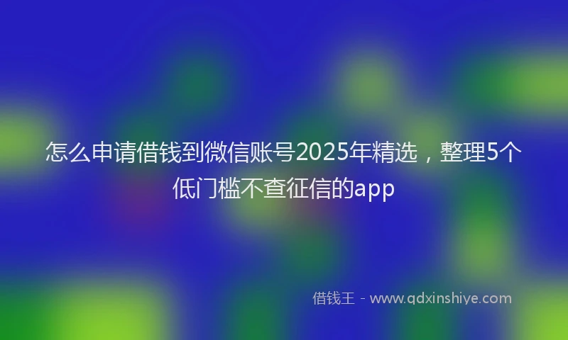 怎么申请借钱到微信账号2025年精选，整理5个低门槛不查征信的app
