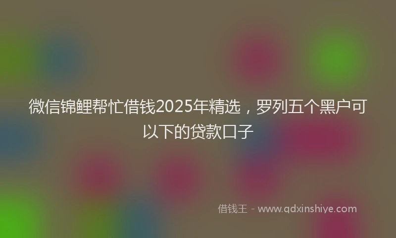 微信锦鲤帮忙借钱2025年精选，罗列五个黑户可以下的贷款口子