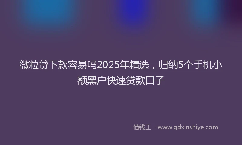微粒贷下款容易吗2025年精选，归纳5个手机小额黑户快速贷款口子
