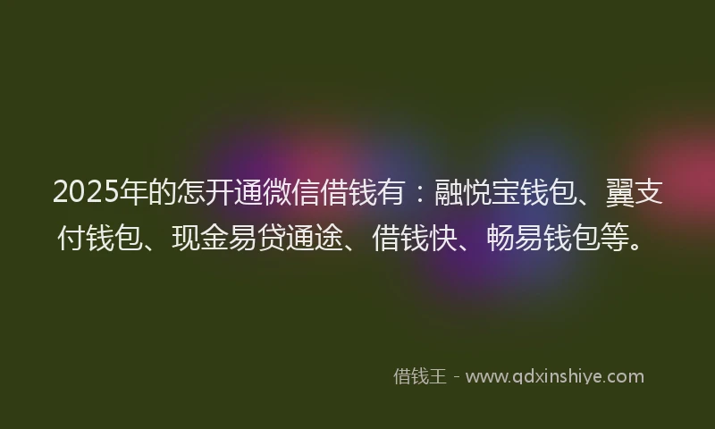 2025年的怎开通微信借钱有：融悦宝钱包、翼支付钱包、现金易贷通途、借钱快、畅易钱包等。