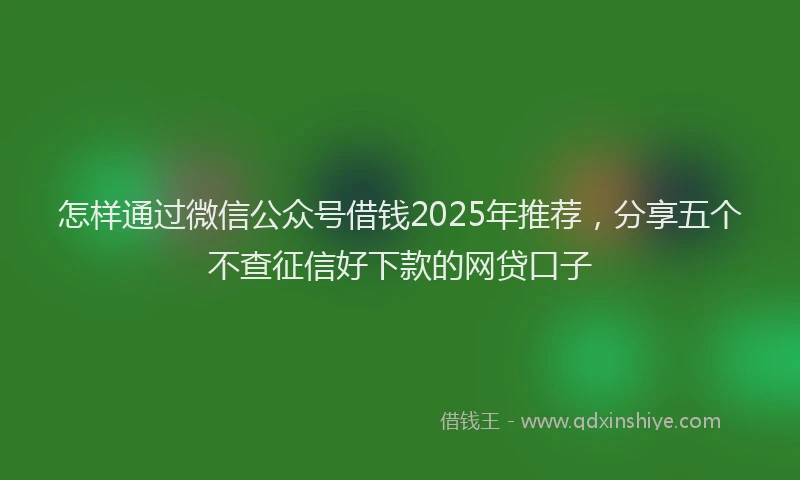 怎样通过微信公众号借钱2025年推荐，分享五个不查征信好下款的网贷口子