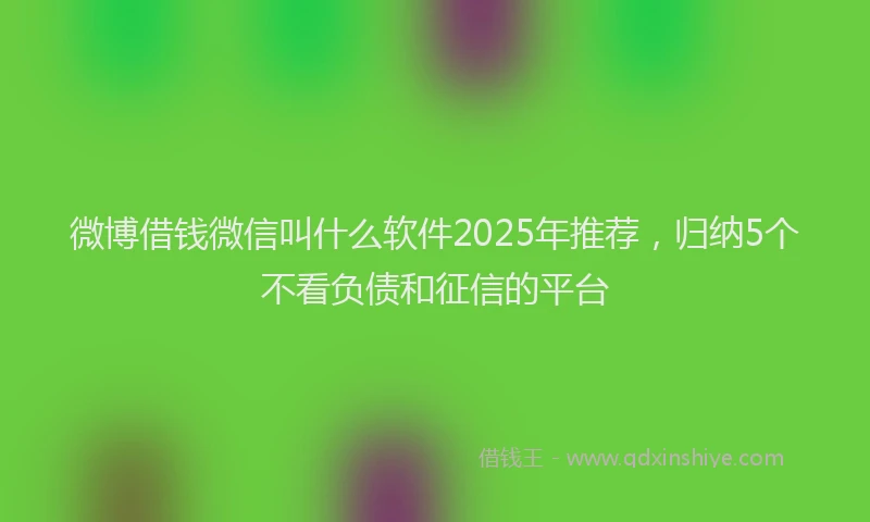 微博借钱微信叫什么软件2025年推荐，归纳5个不看负债和征信的平台