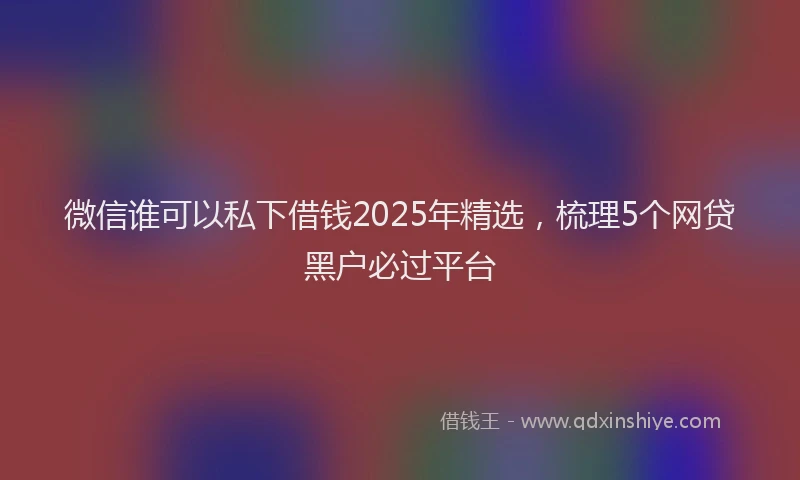 微信谁可以私下借钱2025年精选，梳理5个网贷黑户必过平台
