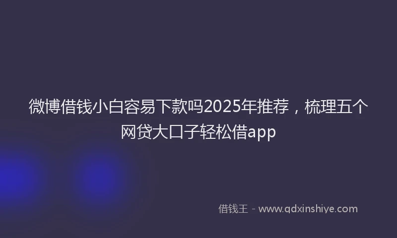 微博借钱小白容易下款吗2025年推荐，梳理五个网贷大口子轻松借app