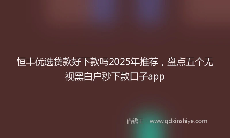 恒丰优选贷款好下款吗2025年推荐，盘点五个无视黑白户秒下款口子app