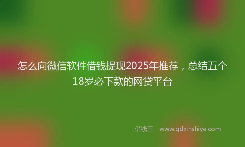 怎么向微信软件借钱提现2025年推荐，总结五个18岁必下款的网贷平台