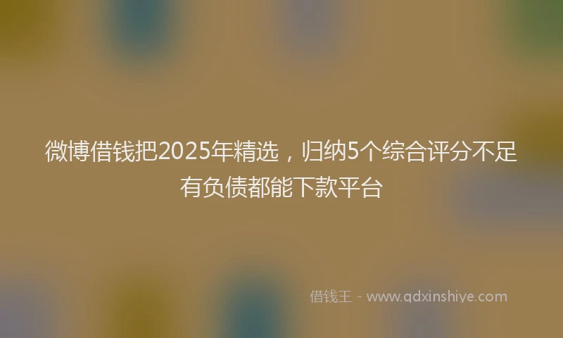 微博借钱把2025年精选，归纳5个综合评分不足有负债都能下款平台