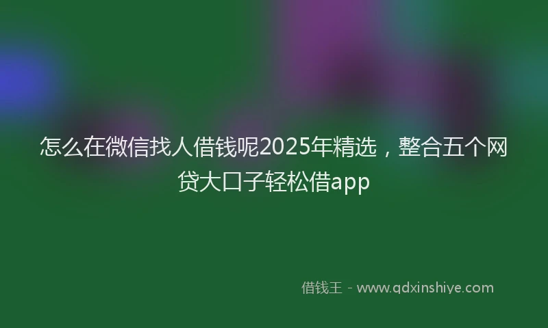 怎么在微信找人借钱呢2025年精选，整合五个网贷大口子轻松借app