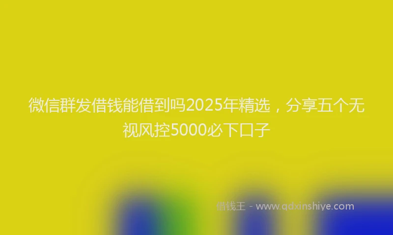 微信群发借钱能借到吗2025年精选，分享五个无视风控5000必下口子