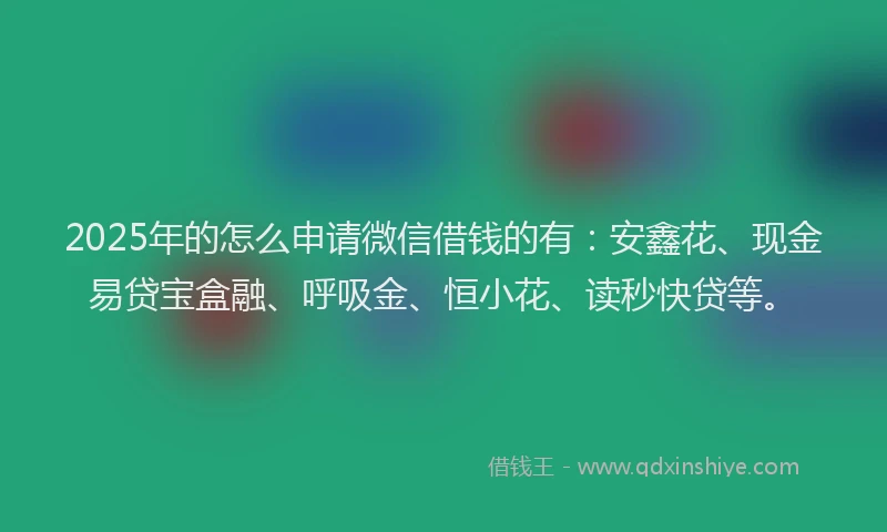 2025年的怎么申请微信借钱的有：安鑫花、现金易贷宝盒融、呼吸金、恒小花、读秒快贷等。