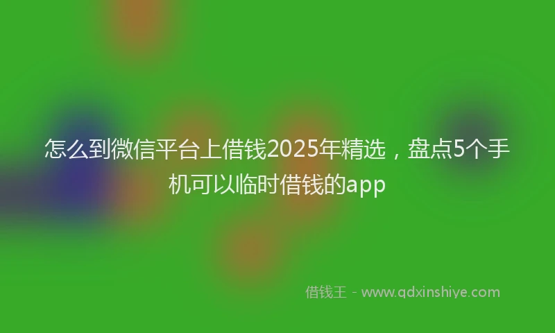 怎么到微信平台上借钱2025年精选，盘点5个手机可以临时借钱的app