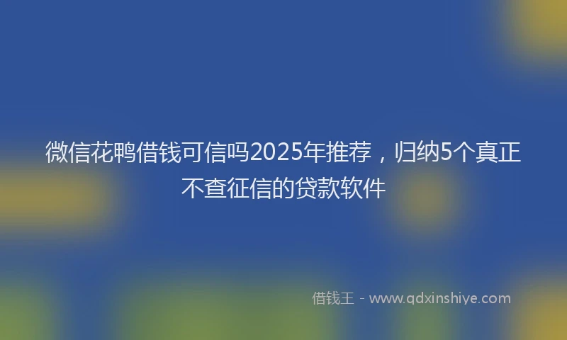 微信花鸭借钱可信吗2025年推荐，归纳5个真正不查征信的贷款软件
