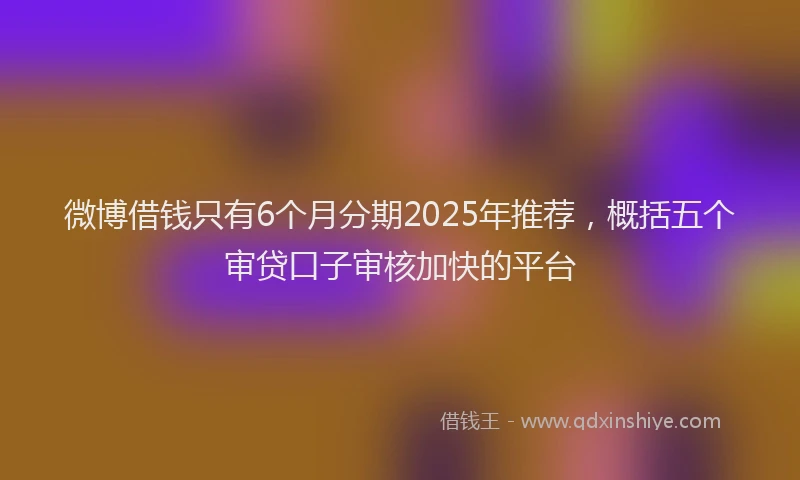 微博借钱只有6个月分期2025年推荐，概括五个审贷口子审核加快的平台