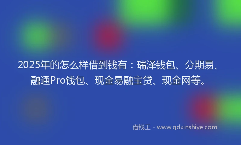 2025年的怎么样借到钱有：瑞泽钱包、分期易、融通Pro钱包、现金易融宝贷、现金网等。