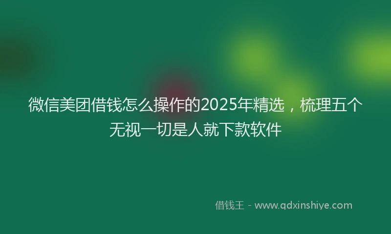 微信美团借钱怎么操作的2025年精选，梳理五个无视一切是人就下款软件