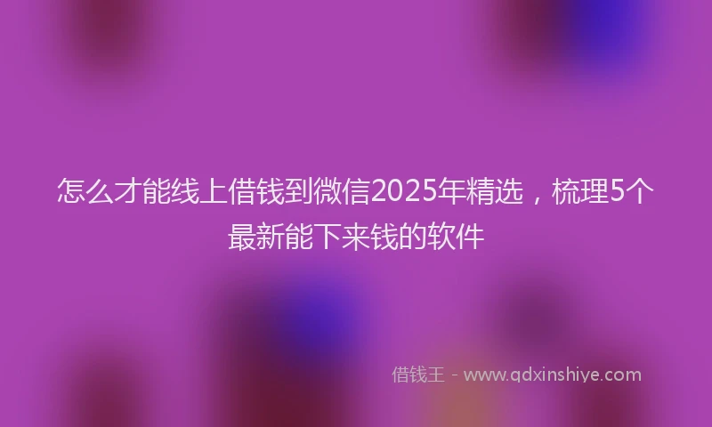 怎么才能线上借钱到微信2025年精选，梳理5个最新能下来钱的软件