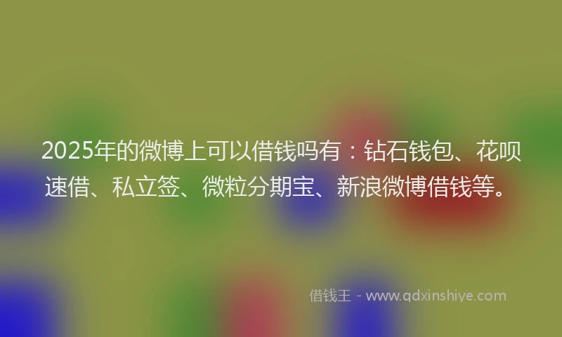 2025年的微博上可以借钱吗有：钻石钱包、花呗速借、私立签、微粒分期宝、新浪微博借钱等。