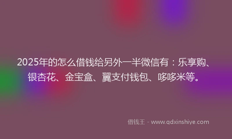2025年的怎么借钱给另外一半微信有：乐享购、银杏花、金宝盒、翼支付钱包、哆哆米等。