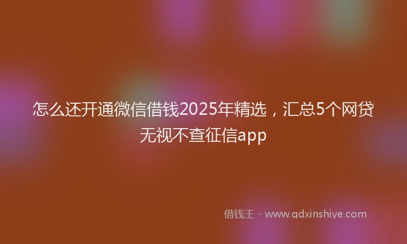 怎么还开通微信借钱2025年精选，汇总5个网贷无视不查征信app