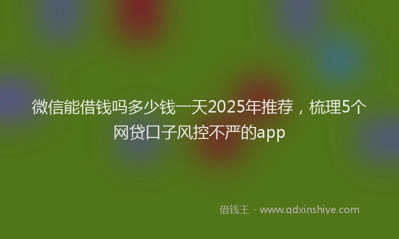 微信能借钱吗多少钱一天2025年推荐，梳理5个网贷口子风控不严的app
