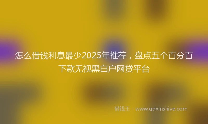 怎么借钱利息最少2025年推荐，盘点五个百分百下款无视黑白户网贷平台