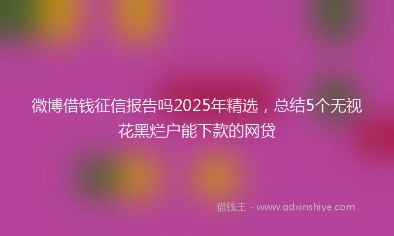 微博借钱征信报告吗2025年精选，总结5个无视花黑烂户能下款的网贷
