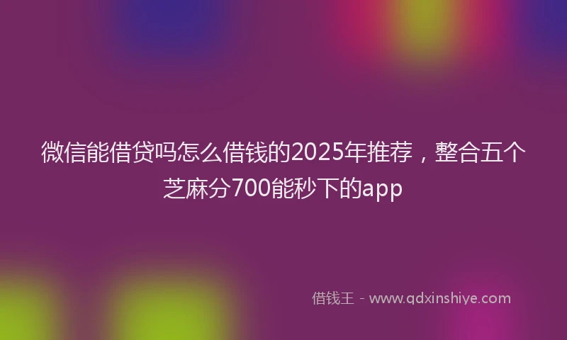 微信能借贷吗怎么借钱的2025年推荐，整合五个芝麻分700能秒下的app
