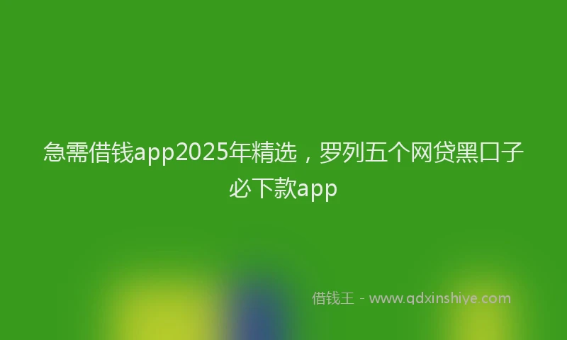 急需借钱app2025年精选，罗列五个网贷黑口子必下款app