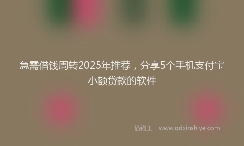 急需借钱周转2025年推荐，分享5个手机支付宝小额贷款的软件