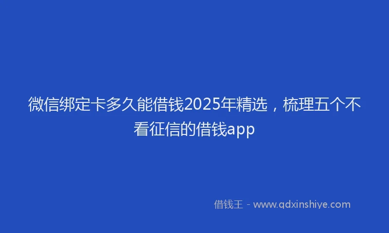 微信绑定卡多久能借钱2025年精选，梳理五个不看征信的借钱app