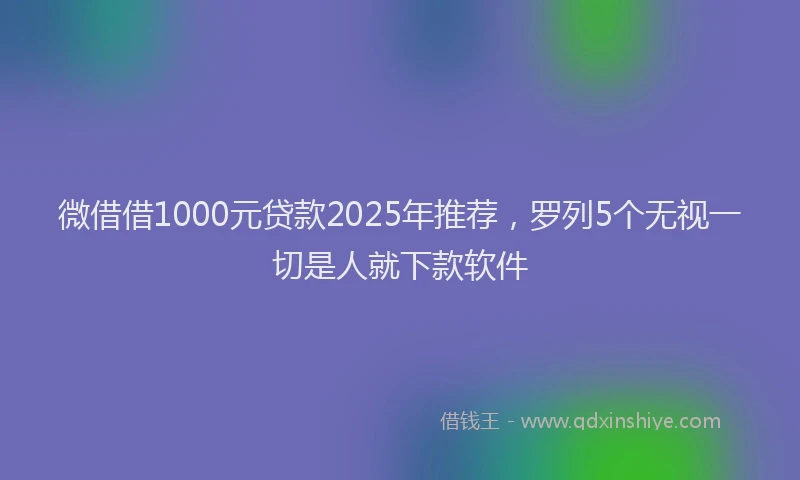 微借借1000元贷款2025年推荐，罗列5个无视一切是人就下款软件