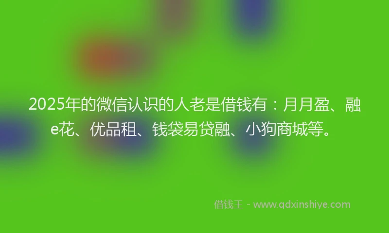 2025年的微信认识的人老是借钱有：月月盈、融e花、优品租、钱袋易贷融、小狗商城等。