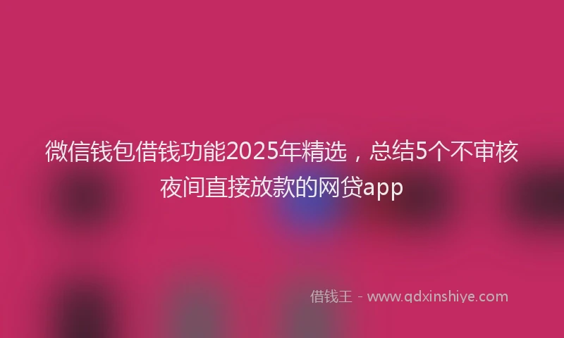 微信钱包借钱功能2025年精选，总结5个不审核夜间直接放款的网贷app