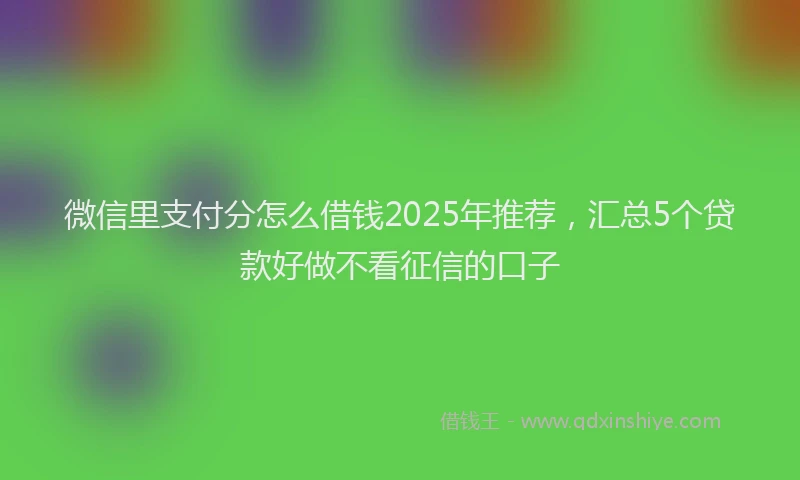 微信里支付分怎么借钱2025年推荐，汇总5个贷款好做不看征信的口子