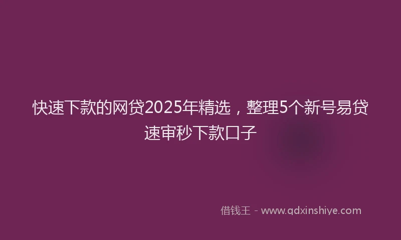 快速下款的网贷2025年精选，整理5个新号易贷速审秒下款口子