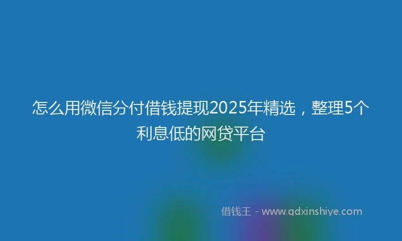 怎么用微信分付借钱提现2025年精选，整理5个利息低的网贷平台